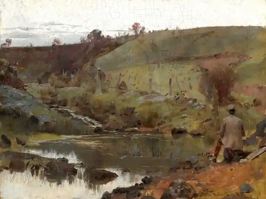 Riproduzione di Una giornata tranquilla sul Darebin Creek di Tom Roberts.