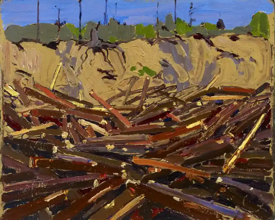 Riproduzione di Primavera Iniziale di Tom Thomson su carta e tela.