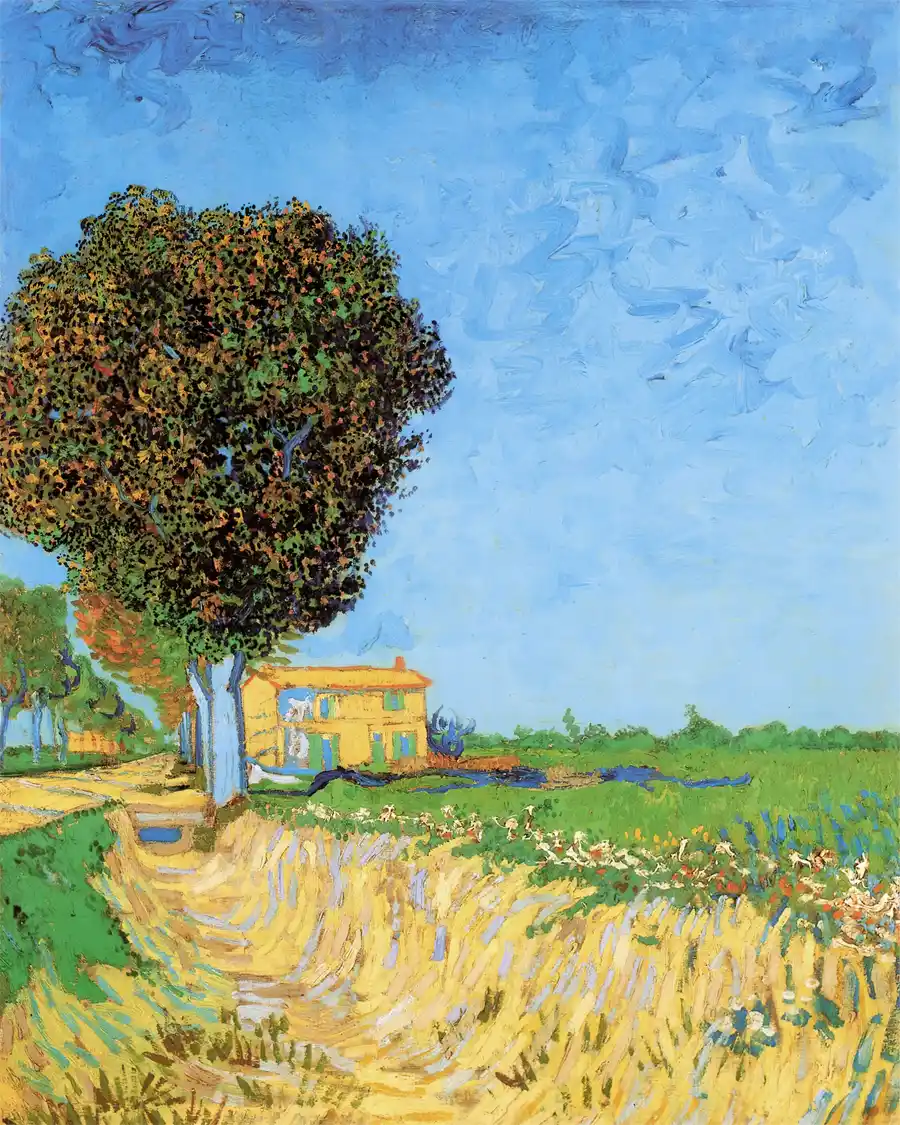 Riproduzione di Un Viale vicino ad Arles di Vincent van Gogh.