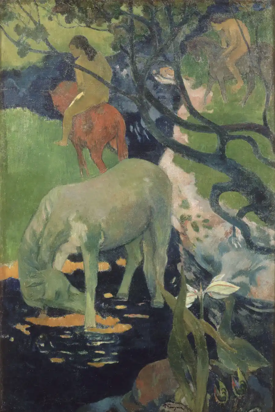 Riproduzione de Il Cavallo Bianco di Paul Gauguin.