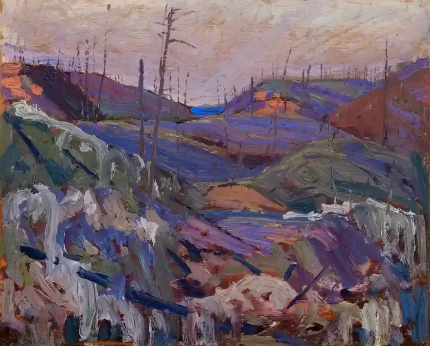 Riproduzione su tela di Colline Infuocate di Tom Thomson.