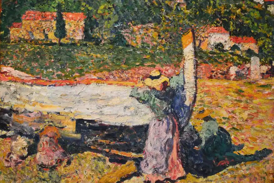 La Barca di Louis Valtat, un giardino impressionista con un albero e una figura.
