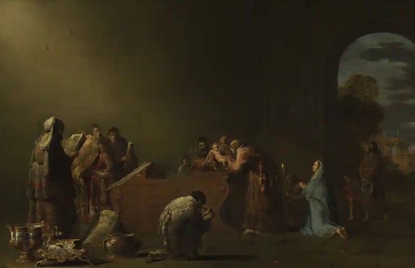 La Circoncisione di Cristo, dipinto barocco con chiaroscuro.