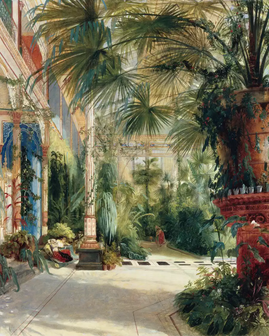 L'Interno della Palm House sull'Isola dei Pavoni di Carl Blechen