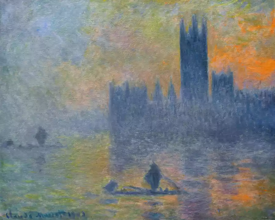 Huizen van het Parlement, Mist Effect door Claude Monet