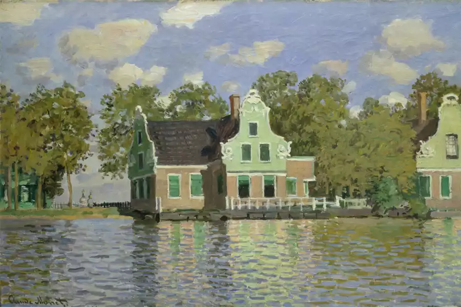 Huizen aan de Zaan bij Zaandam, een impressionistisch schilderij van Claude Monet.