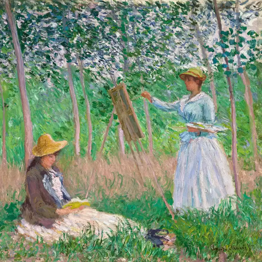 In het Bos bij Giverny door Claude Monet, een impressionistisch kunstwerk.