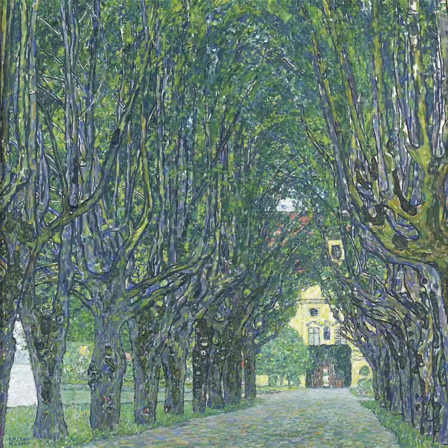 Avenue van Schloss Kammer Park, een kunstwerk van Gustav Klimt.