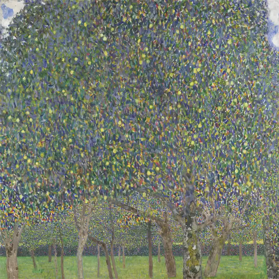 Perenboom door Gustav Klimt, een kleurrijk landschap.