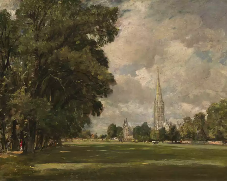 Landschapsschilderij van de Kathedraal van Salisbury door John Constable.