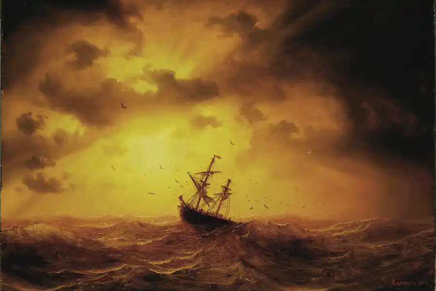 Stormachtige Zee - een zeilschip in woelige wateren.