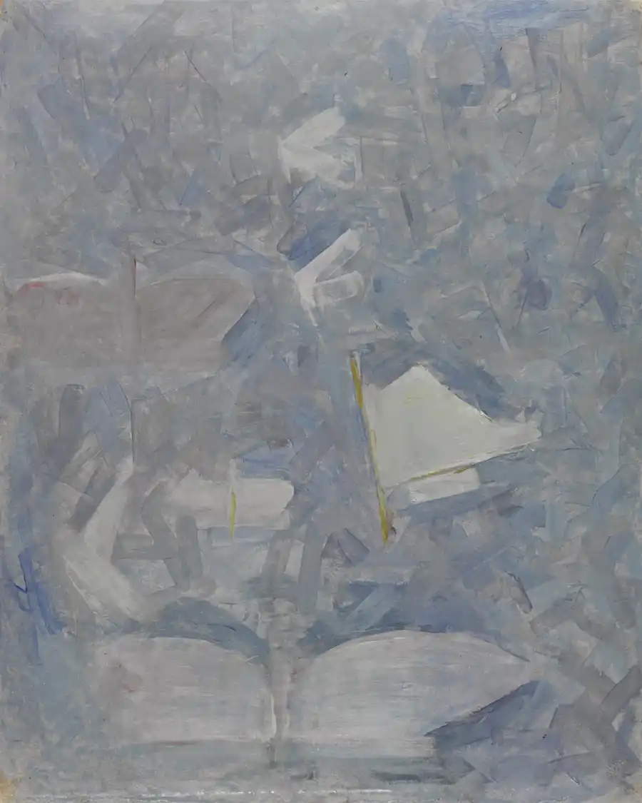 Abstract schilderij van vlinders met een serene uitstraling.