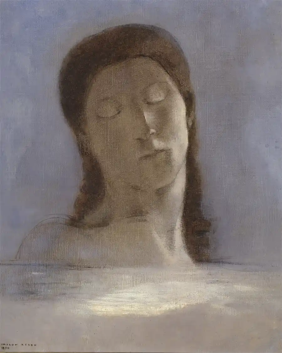 Gesloten Ogen - een kunstwerk van Odilon Redon