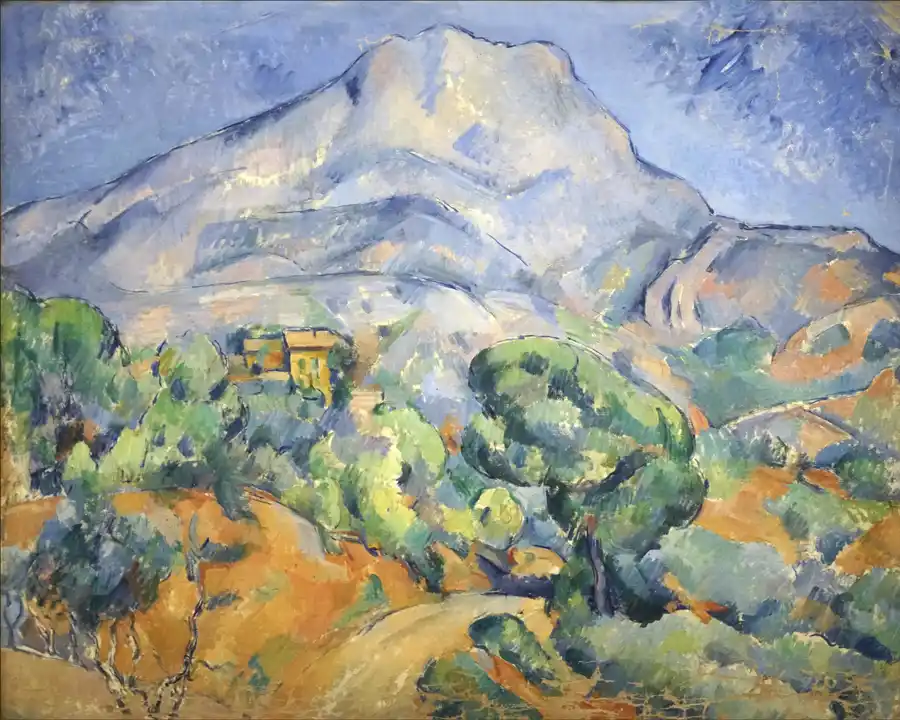 Landschapsschilderij van de weg nabij Mont Sainte-Victoire door Paul Cézanne.