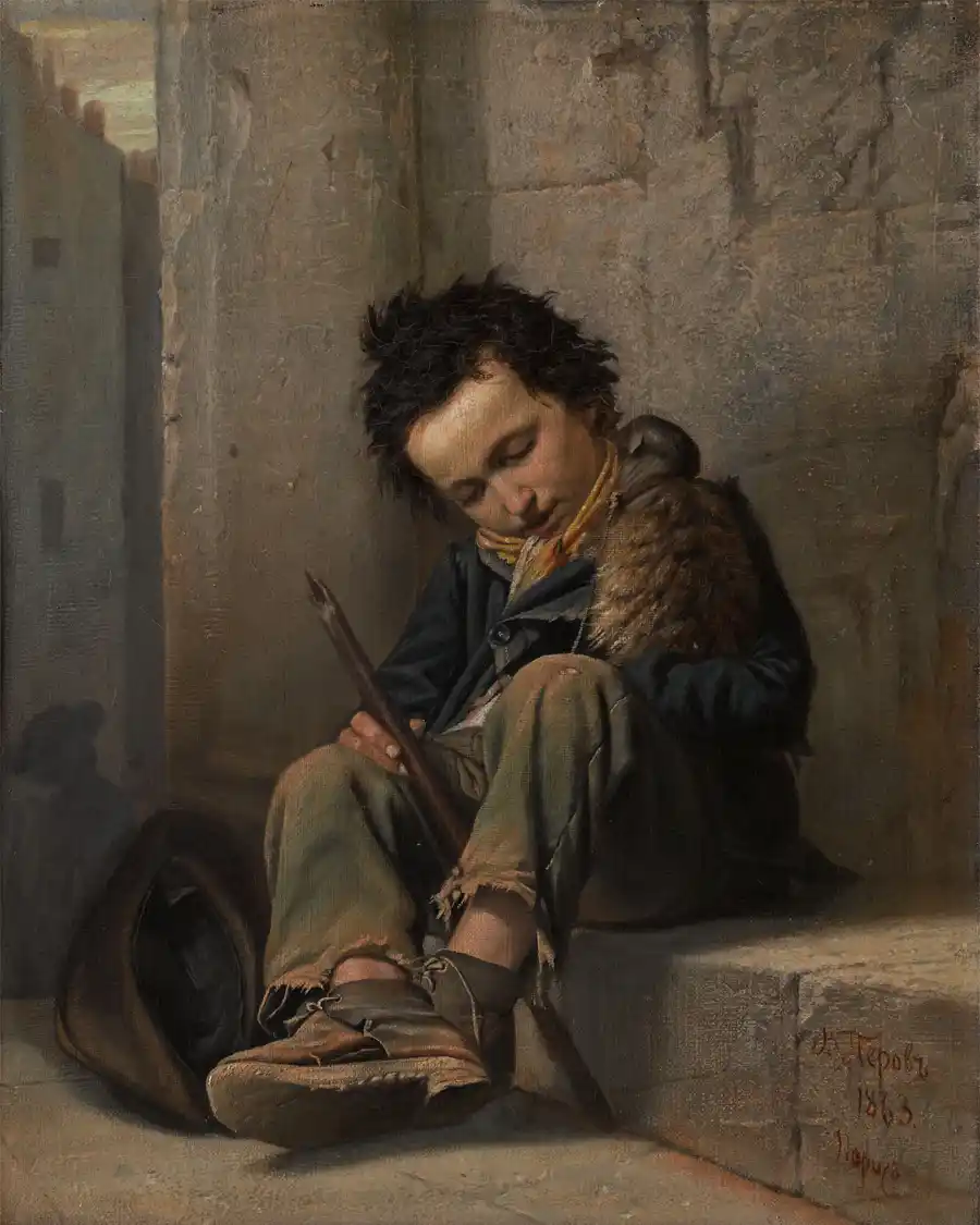 Savoyard - Een jongen met een penseel in een steeg.