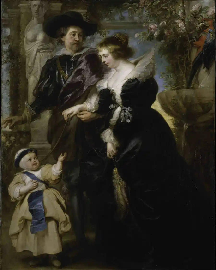 Portret van Helena Fourment en hun zoon Peter Paul, geschilderd door Rubens.