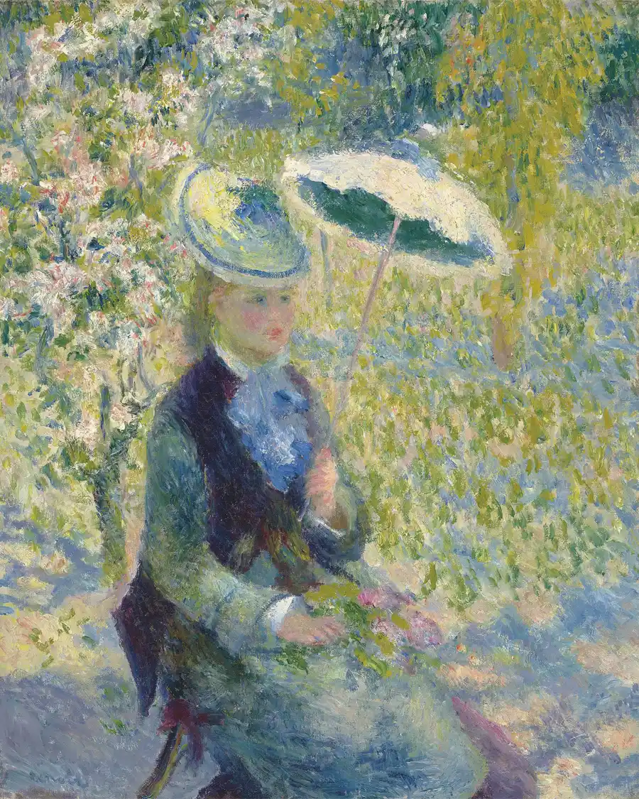 The Umbrella by Pierre-Auguste Renoir, a beautiful impressionist painting.