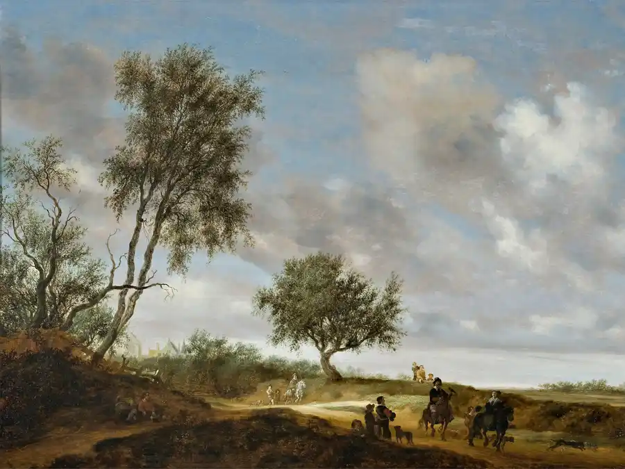 Landskab Med Et Jagtselskab by Salomon van Ruysdael